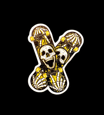 Skull Skateboard Sticker