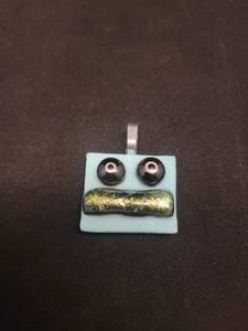 Andy Melts Glass Square Robot Face Resin Pendants 1-4