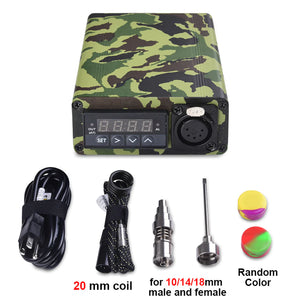 Green Camouflage Enail Kit for Dabbing - PID Temperature Controller with 2-Grade Titanium Nail