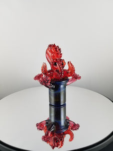 Ruby Kraken glass bubble cap and stand