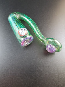 Eran Park Glass Emerald Dichro and Ruby Wig Wag Dead Head Sherlock Pipes