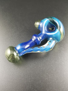 Oats Glass Blue Spoon Pipe #28