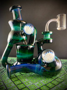 Djinn Glass Northern Lights Striker Recycler Rig W/ Matching Sherlock Bowl Pipe