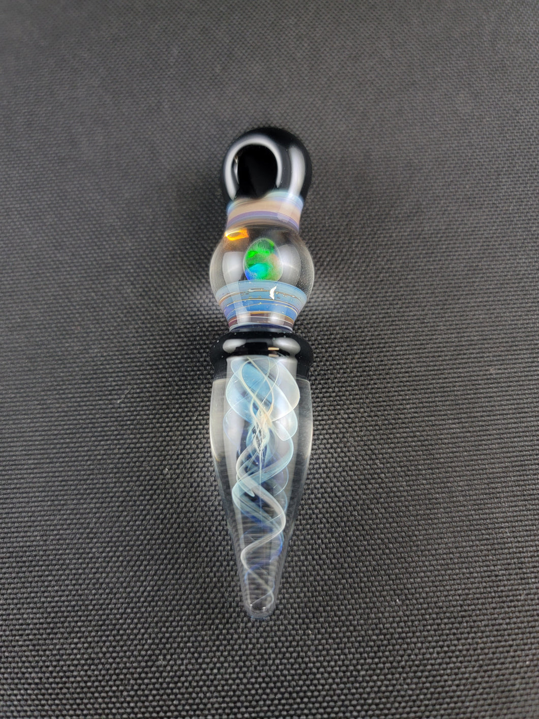 Erin Cartee Glass Astral Tail Pendant w Black Opal