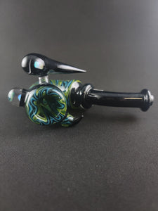 Parison X Djinn X Eastwood420 Glass Crushed Opal & Blue/Green Wig Wag Sherlock Pipe