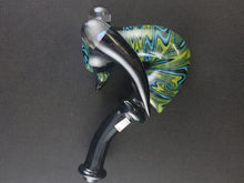 Cargar imagen en el visor de la galería, Parison X Djinn X Eastwood420 Glass Crushed Opal &amp; Blue/Green Wig Wag Sherlock Pipe