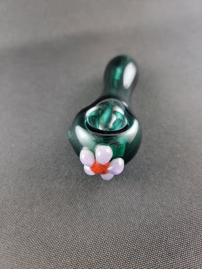 Hippie Hookup Teal Bowl Pipe With Flower