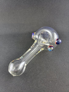 Lotus Star Glass Clear W Fumed Tip Bowl Pipe