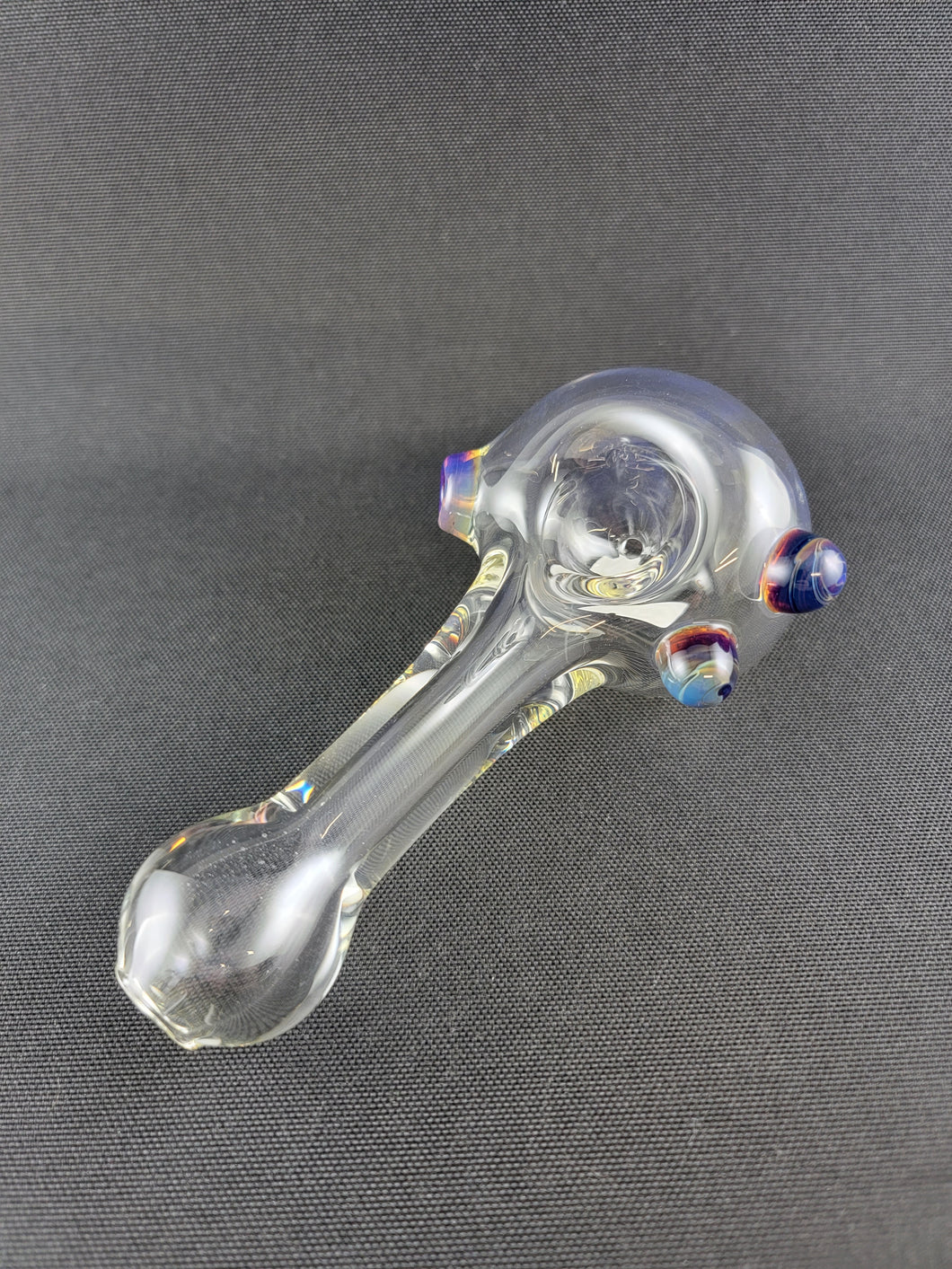 Lotus Star Glass Clear W Fumed Tip Bowl Pipe