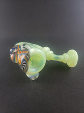 Cargar imagen en el visor de la galería, Parison Glass Light Green W/ Rainbow Wig Wag Sherlock Pipe