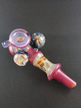 Load image into Gallery viewer, Djinn Glass Large Telemagenta &amp; Fumed Hammer Bowl Pipe W/ Dichro Milli Chips