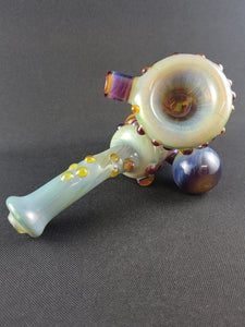 Djinn Glass Light Green Striker W/ Purple Striker Bubbles Sherlock Pipe