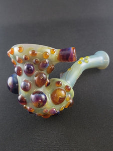 Djinn Glass Light Green Striker W/ Purple Striker Bubbles Sherlock Pipe