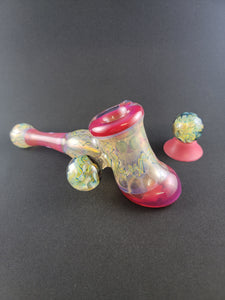 Djinn Glass Large Telemagenta & Fumed Hammer Bowl Pipe W/ Marble