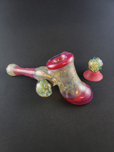 Djinn Glass Large Telemagenta & Fumed Hammer Bowl Pipe W/ Marble