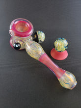 Cargar imagen en el visor de la galería, Djinn Glass Large Telemagenta &amp; Fumed Hammer Bowl Pipe W/ Marble