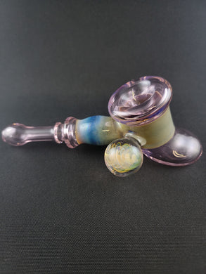 Djinn Glass Pink & Tan W/ Opal Hammer Bowl Pipe