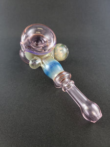 Djinn Glass Pink & Tan W/ Opal Hammer Bowl Pipe