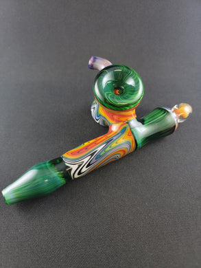 EastWood420 Glass Green W/ Wig Wag Hammer Bowl Pipe