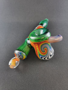 EastWood420 Glass Green W/ Wig Wag Hammer Bowl Pipe