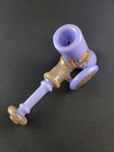 Parison Glass Matte Purple W/ Rainbow Linework Hammer Bowl Pipe