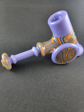 Cargar imagen en el visor de la galería, Parison Glass Matte Purple W/ Rainbow Linework Hammer Bowl Pipe