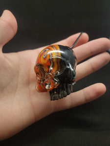 Djinn Glass Fire Skull Pendant with Steel Wool