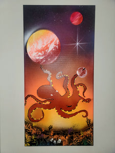 The Glass Gatherer Spray Paint Wall Art UV Orange Octopus