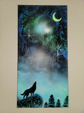 Load image into Gallery viewer, The Glass Gatherer Spray Paint Wall Art UV Blue Wolf