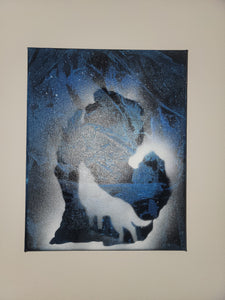 The Glass Gatherer Spray Paint Wall Art Blue Michigan State Wolf