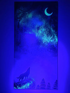 The Glass Gatherer Spray Paint Wall Art UV Blue Wolf