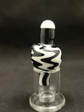 Cargar imagen en el visor de la galería, Djinn Glass Zebra (Black &amp; White) Wig Wag Bubble Carb Caps 30mm 1-2