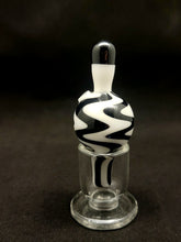 Load image into Gallery viewer, Djinn Glass Zebra (Black &amp; White) Wig Wag Bubble Carb Caps 30mm 1-2