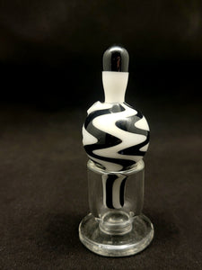 Djinn Glass Zebra (Black & White) Wig Wag Bubble Carb Caps 30mm 1-2