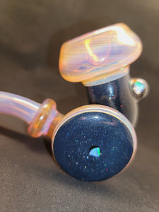 Djinn Large Blue Stardust & Striker Sherlock Pipe W/ Opals