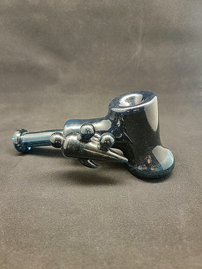 Djinn Glass Large Blue Stardust Hammer Bowl Pipe W/ Spike