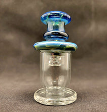 Load image into Gallery viewer, Melitzart Glass Flat Top Spinner Carb Cap &quot;Blue Striker&quot;