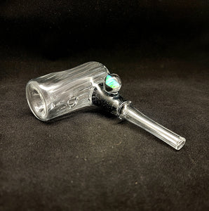 JFK Glass Clear Opal Rig & Bowl Pipe Set