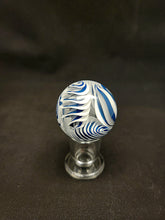Load image into Gallery viewer, Parison Glass Large Blue &amp; White Wig Wag Marble