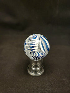 Parison Glass Large Blue & White Wig Wag Marble