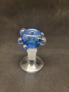 Lotus Star Glass Blue Dichro Bowl Slides W/ Clear Bubbles 14mm