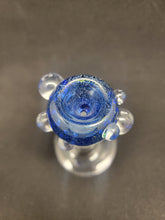 Load image into Gallery viewer, Lotus Star Glass Blue Dichro Bowl Slides W/ Clear Bubbles 14mm