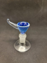 Load image into Gallery viewer, Lotus Star Glass Blue Dichro Bowl Slides W/ Clear Horn 14mm