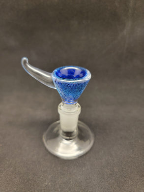 Lotus Star Glass Blue Dichro Bowl Slides mit klarem Horn 14 mm