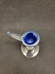 Lotus Star Glass Blue Dichro Bowl Slides W/ Clear Horn 14mm