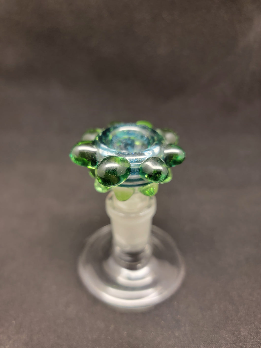Lotus Star Glass Green Twirl Bowl Slides W/ Bubbles 14mm