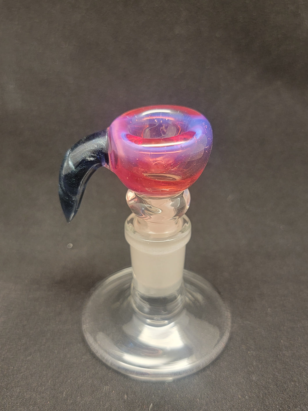 Lotus Star Glass Pink Bowl Slide mit Blue Stardust Horn 14 mm