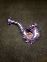 Cargar imagen en el visor de la galería, Parison Glass Transparent Purple CFL W/ Rainbow Marble Sherlock Pipe #1