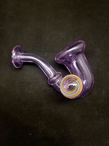 Parison Glass Transparent Purple CFL W/ Rainbow Marble Sherlock Pipe #2