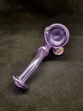 Cargar imagen en el visor de la galería, Parison Glass Transparent Purple CFL W/ Rainbow Marble Sherlock Pipe #2